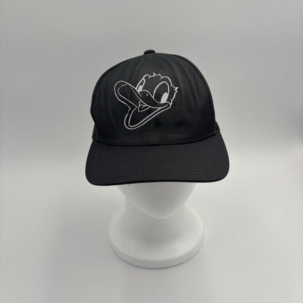 Disney Donald Duck Cowboy Hat Flexfit Trucker Cap Black Mesh L-XL Western Adult